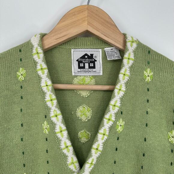 Storybook Knits Vintage 90s Bee Sweater Crochet Granny Square Chunky Cardigan - Picture 6 of 12